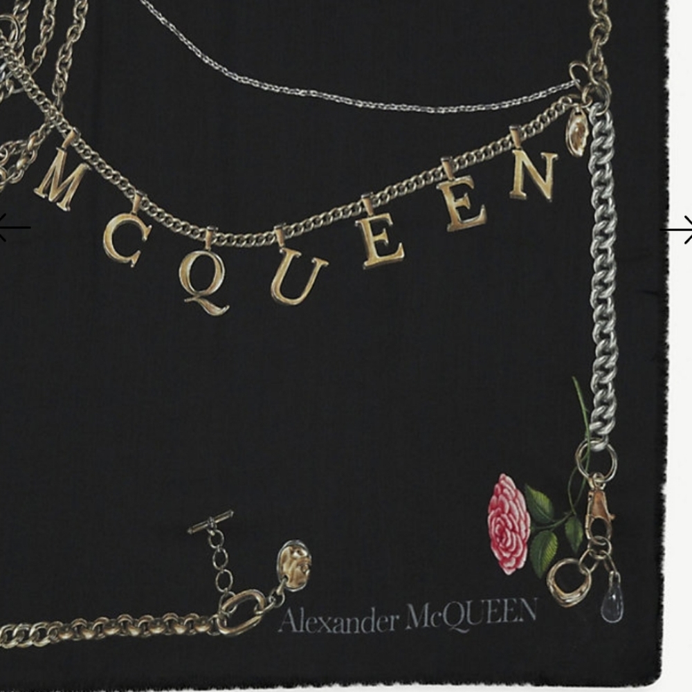 NWT Alexander McQueen Chain Skull Wool Large Scarf Black - Picture 8 of 10